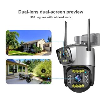 PTZ Wifi Outdoor Wireless Dual Lens IP Camera 2Mp+2Mp 4Mp Night Vision